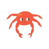 söt handritad krabba med glada ansiktsuttryck. vektor illustration isolerad på vit bakgrund.