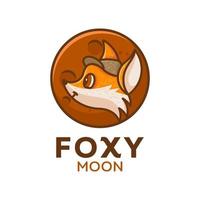 söt fox moon logotyp vektor