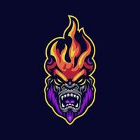 Gorilla-Feuer-Esport-Logo vektor