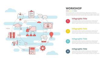 workshop koncept för infographic mall banner med fyra punkt lista information vektor
