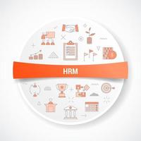 hrm human resource management koncept med ikon koncept med rund eller cirkel form vektor