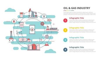 olje- och gasindustrin koncept för infographic mall banner med fyra punkt lista information vektor