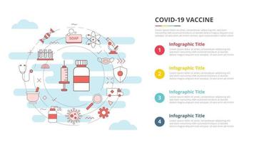 covid-19-impfstoffkonzept für infografik-vorlagenbanner mit vier punktlisteninformationen vektor