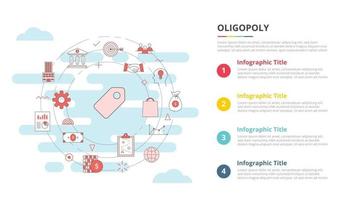 Oligopol-Konzept für Infografik-Vorlagen-Banner mit Listeninformationen mit vier Punkten vektor