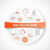 wan wide area network koncept med ikon koncept med rund eller cirkel form vektor