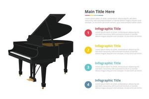 Piano-Infografik-Vorlage mit 4 Punkten Freiraum-Textbeschreibung - Vektorillustration vektor