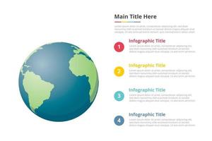 Infografik-Vorlage für den Planeten Erde mit 4 Punkten Freiraum-Textbeschreibung - Vektorillustration vektor