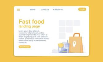 flache fast-food-landingpage-vorlage. vektor