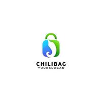 Chili-Tasche bunte Logo-Design-Vorlage vektor