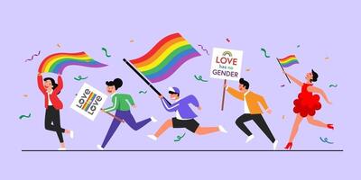 happy pride månad lbgtq koncept. pride månad med regnbågsflagga. vektor