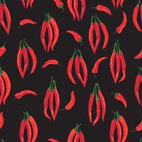 Peppar sömlöst mönster. Hot spice matrediens vegetabilisk bakgrund vektor