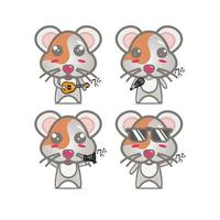 Sammelhamster-Sets mit Musikinstrumenten. Vektor-Illustration flache Cartoon-Figur Maskottchen. isoliert auf weißem Hintergrund. niedlicher charakter hamster maskottchen logo idee bündel konzept vektor