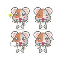 süße Hamster-Set-Kollektion. Vektor-Illustration Hamster Maskottchen Charakter flachen Stil Cartoon. isoliert auf weißem Hintergrund. niedlicher charakter hamster maskottchen logo idee bündel konzept vektor