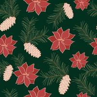 weihnachtsfeiertagsblume tannenzapfenblatt nahtloses muster für stoff, leinen, textilien und tapeten