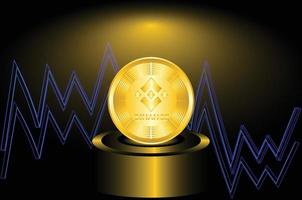 Binance-Kryptowährung auf goldener Bühne vektor