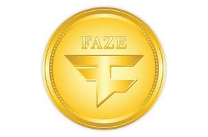 faze coin kryptovaluta token med gyllene färg vektor