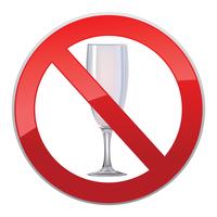 Kein Alkohol trinken Zeichen. Verbotssymbol. Ban Liquor-Etikett vektor