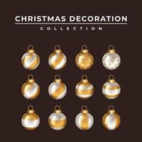 samlingsuppsättning realistiska dekorativa bollar för god jul och gott nytt år vektor