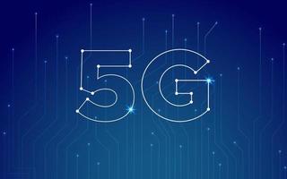 begreppet 5g nätverk med blå teknik prickar bakgrund. nya generationens nätverk. höghastighets mobilt internet, affärer, modern teknik, internet och nätverkskoncept. vektor