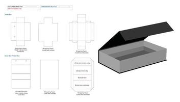 lyxpresent eller kosmatisk styv låda dieline-mall med magnetisk stängning och 3d-låda för mockup vektor