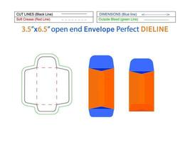 katalogkuvert eller öppet kuvert 3,5x6,5 tums förpackningsmall och 3d-kuvert redigerbar lätt storleksanpassad vektor