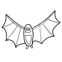 tecknad doodle linjär leende bat isolerad på vit bakgrund. vektor