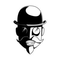 gammal gentleman head logotyp vektor