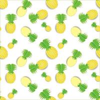 Nahtloses Musterdesign von 3D-gelben Ananasfrüchten. auf weißem Hintergrund. Moderne und druckfertige Fruchttapeten auf Stoff. Vektor-Illustration vektor