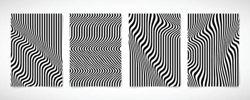 abstrakte Schwarz-Weiß-Wellenmuster-Broschüren-Set-Design-Grafik. Illustrationsvektor eps10 vektor