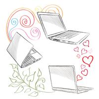 Laptop-Set Computer-Anschlusskonzept. Zeichen der sozialen Zusammenarbeit vektor
