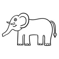 linearer elefant des karikaturgekritzels lokalisiert auf weißem hintergrund. vektor