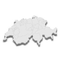 3D-Karte mit Grenzen der Regionen vektor