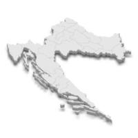 3D-Karte mit Grenzen der Regionen vektor