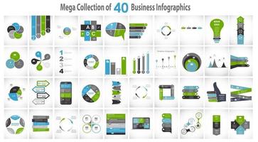 Sammlung von 40 Infografik-Vorlagen für Geschäftsvektorillustrationen vektor