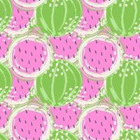 abstrakt frukt seamless mönster. kreativa färgglada bakgrund med vattenmelon. handritade doodle former. vektor illustration
