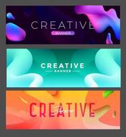 kreativer flüssiger Hintergrund oder Bannervorlage mit verschiedenen Variationen und Typen, die für die Werbung verwendet werden können vektor