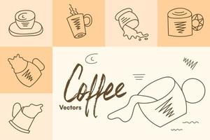 Heiße Vektorkaffeetasse Handzeichnung Grafikobjekt Bündel vektor