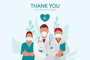 danke ärzte und krankenschwestern kostenloser vektor