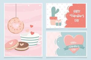 Happy Valentinstag Kaktus Geschenk Kekse Donut Herz Liebe Banner vektor