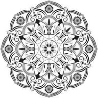 lyxig svart och vit blommig mandaladesign, dekorativ mandala vektor