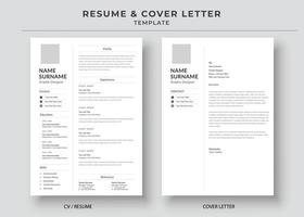 CV- och följebrevsmall, minimalistisk CV-mall, CV för professionella jobb CV vektor