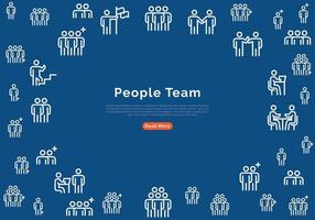 People-Team-Banner mit Liniensymbolen auf blauem Hintergrund. Vektor-Illustration vektor