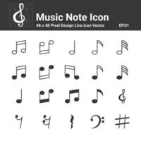 Musiknotenikonenvektor, Symbol perfektes Design einfaches Set für die Verwendung in Website-Infografiken Logo-Bericht, Vektorillustration