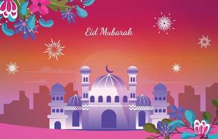 nachtmoschee eid mubarak muslimische islamische feier vektorillustration vektor
