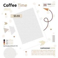 kaffee café social media post vorlage flyer werbung fotoraum vektor