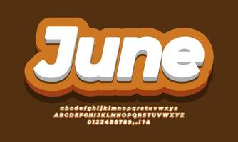 juni monat text 3d orange gold design vektor