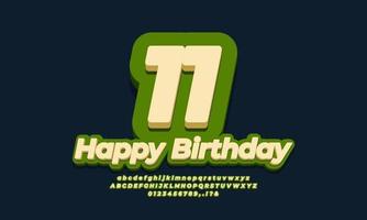 nummer elva år firande födelsedag teckensnitt 3d grön design vektor