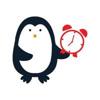 tier vogel pinguin niedlich mit uhr logo vektor icon design