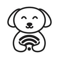 Hund mit WLAN-Linien-Logo-Vektor-Icon-Design vektor