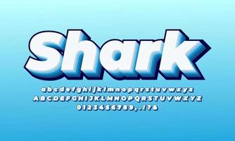 Shark Blue Sea Text-Effekt-Design vektor